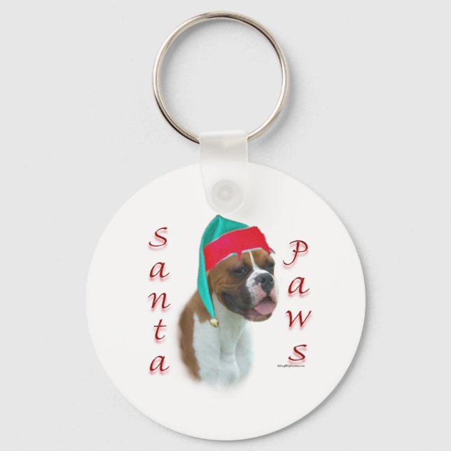Boxer Santa Paws Schlüsselanhänger (Vorderseite)