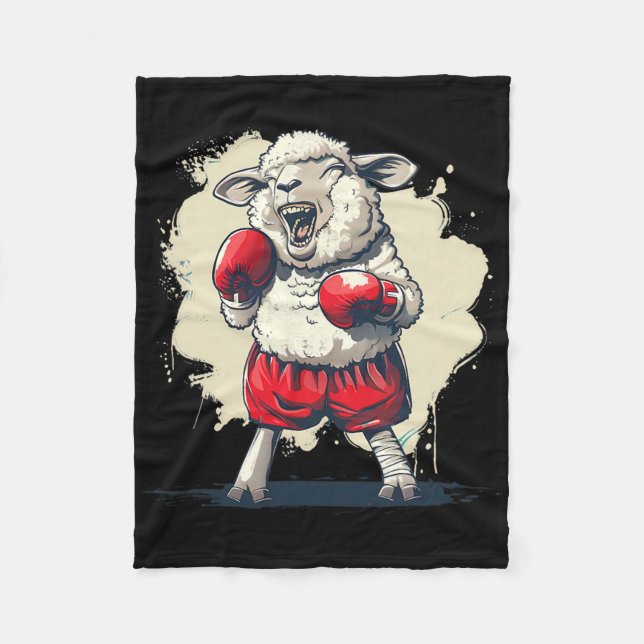 Boxer-Schaf mit Boxhandschuhen Kickboxen Lustiger  Fleecedecke (Vorderseite)