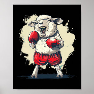 Boxer-Schaf mit Boxhandschuhen Kickboxen Lustiger Poster