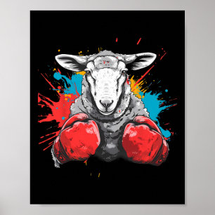 Boxer-Schaf mit Boxhandschuhen Kickboxen Lustiger Poster