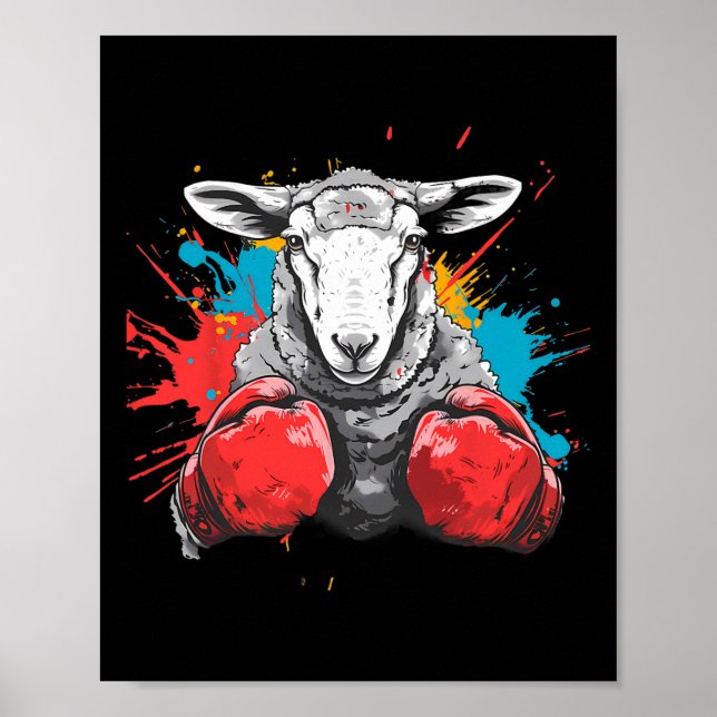 Boxer-Schaf mit Boxhandschuhen Kickboxen Lustiger  Poster (Vorne)