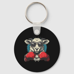 Boxer-Schaf mit Boxhandschuhen Kickboxen Lustiger Schlüsselanhänger