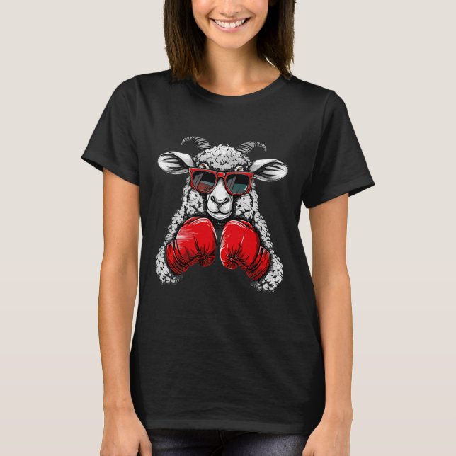 Boxer-Schaf mit Boxhandschuhen Kickboxen Lustiger  T-Shirt (Vorderseite)