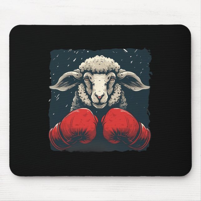 Boxer-Schaf mit Boxhandschuhen Kickboxen Lustiges  Mousepad (Vorne)