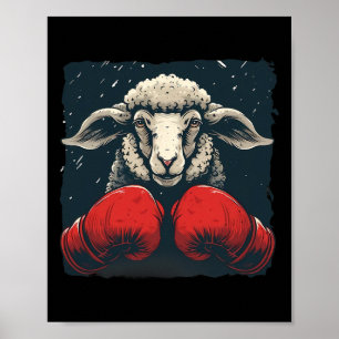 Boxer-Schaf mit Boxhandschuhen Kickboxen Lustiges Poster