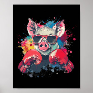 Boxer-Schwein mit Boxhandschuhen Kickboxen Lustige Poster