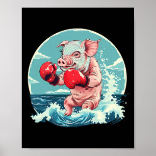 Boxer-Schwein mit Boxhandschuhen Kickboxen Lustige Poster