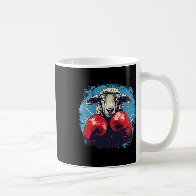 Boxer Sheep With Boxing Gloves Kickboxing Funny Bo Kaffeetasse (Rechts)