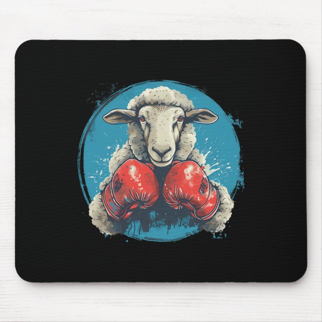 Boxer Sheep With Boxing Gloves Kickboxing Funny Bo Mousepad (Vorne)