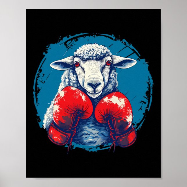Boxer Sheep With Boxing Gloves Kickboxing Funny Bo Poster (Vorne)