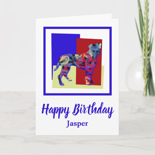 Boxer Silhouette Red Blue Yellow Birthday Card Karte (Vorderseite)