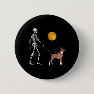 Boxer-Skelett-Hund-Halloween-Kostüm zum Spaziereng Button