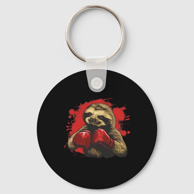 Boxer Sloth mit Boxhandschuhen Kickboxing Funny Bl Schlüsselanhänger (Vorderseite)
