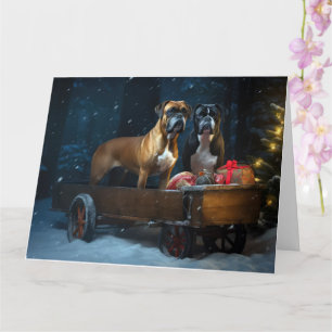 Boxer Snowy Sleigh Weihnachtsdekor Karte