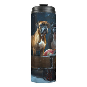 Boxer Snowy Sleigh Weihnachtsdekor Thermosbecher