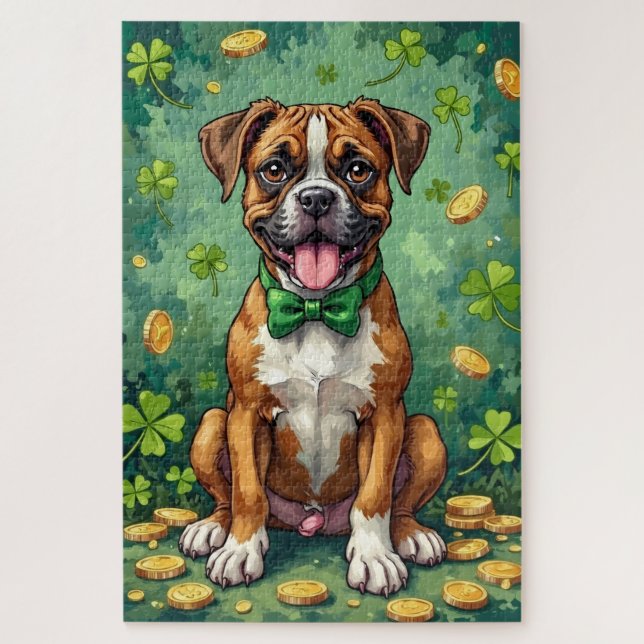 Boxer St Patrick’s Day Happy Lucky Dog Puzzle (Vertikal)