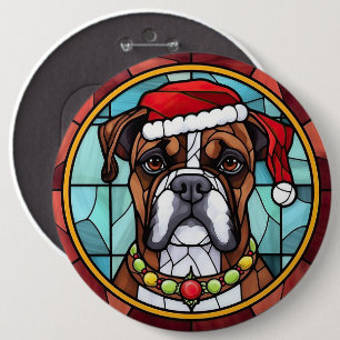 Boxer Stected Glass Christmas Button