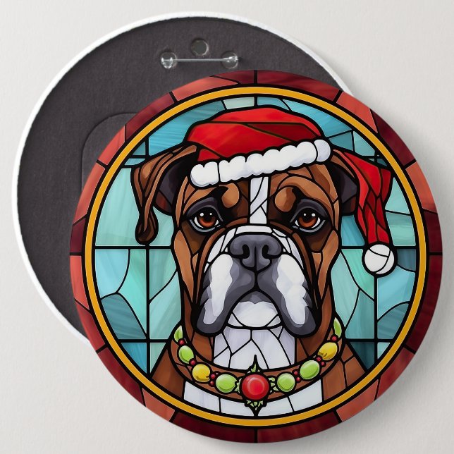 Boxer Stected Glass Christmas Button (Vorne & Hinten)