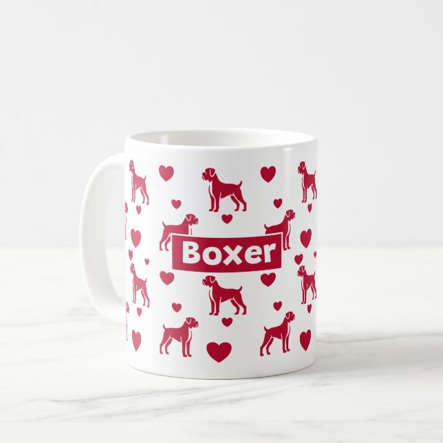 Boxer-Tasse mit rotem Herzen Kaffeetasse (Vorderseite Links)