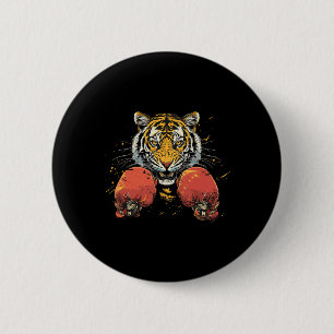 Boxer Tiger mit Boxhandschuhen Kickboxen Lustiges  Button