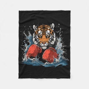 Boxer Tiger mit Boxhandschuhen Kickboxen Lustiges  Fleecedecke