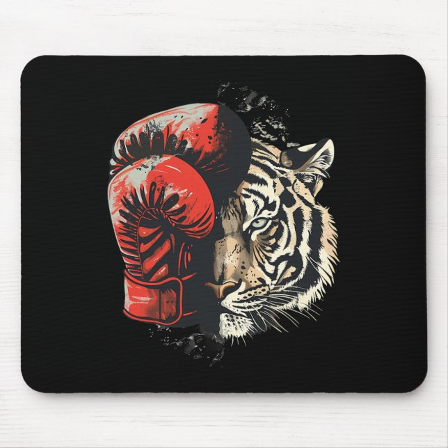 Boxer Tiger mit Boxhandschuhen Kickboxen Lustiges  Mousepad (Vorne)