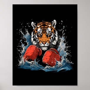 Boxer Tiger mit Boxhandschuhen Kickboxen Lustiges Poster