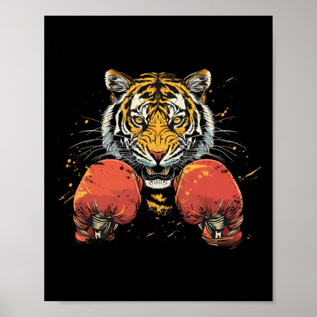 Boxer Tiger mit Boxhandschuhen Kickboxen Lustiges  Poster (Vorne)
