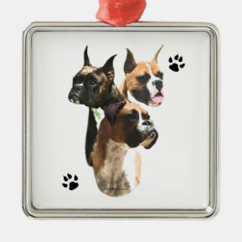 Boxer Trio Silbernes Ornament