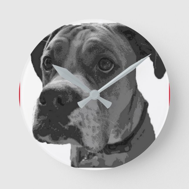 Boxer-Uhr Runde Wanduhr (Vorderseite)