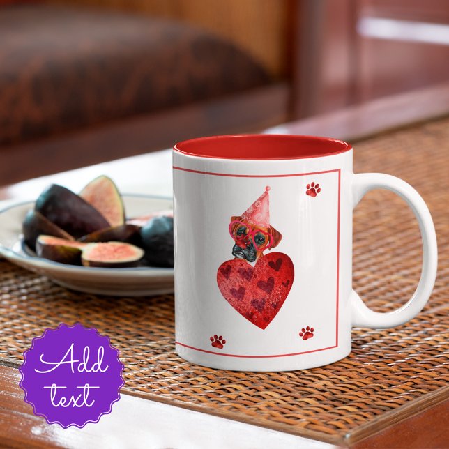 Boxer Valentine's Day-Geschenk Hund Zwei-Tone-Kaff Zweifarbige Tasse (Von Creator hochgeladen)