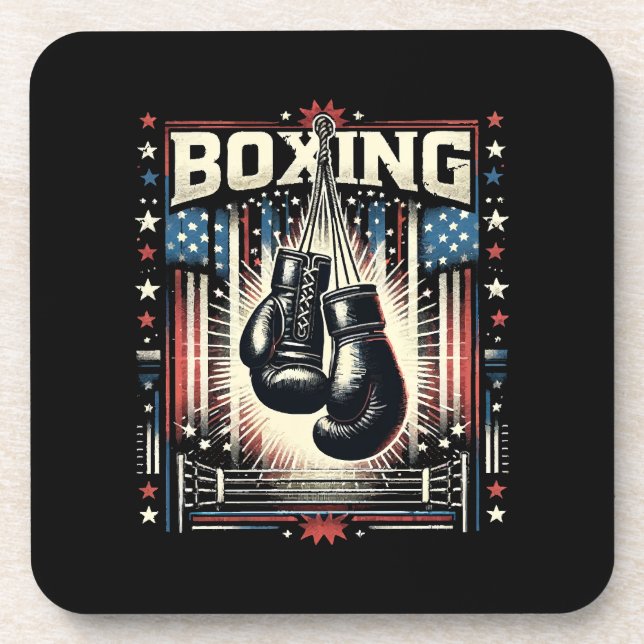 Boxer Vintag Bo - Boxer-Boxen Getränkeuntersetzer (Vorderseite)