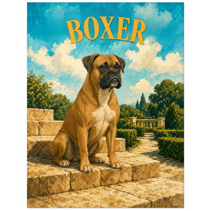 Boxer, Vintage-Wasserfarben-Hundekunst Postkarte