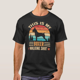 Boxer Walking Papa Deutscher Hundespaziergang Retr T-Shirt