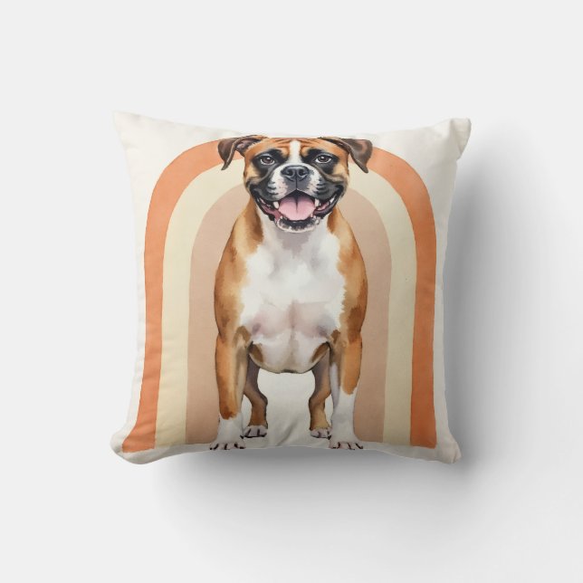 Boxer-Wasserfarbe Retro-Bogen-Kunst Kissen (Vorderseite)