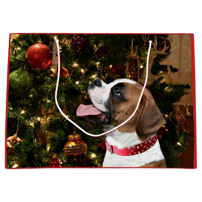 Boxer-Weihnachten Große Geschenktüte (Vorderseite)