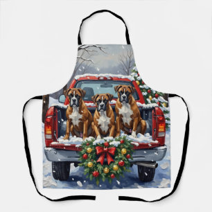 Boxer Weihnachten Roter LKW Urlaub Schürze