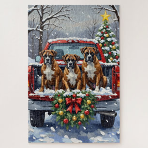Boxer Weihnachten Rotes Lastwagen Urlaub Puzzle