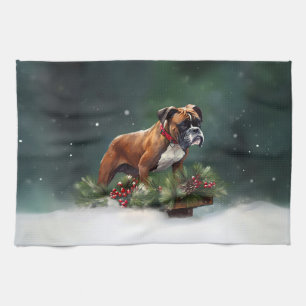 Boxer Weihnachten Schnee Winter Geschirrtuch