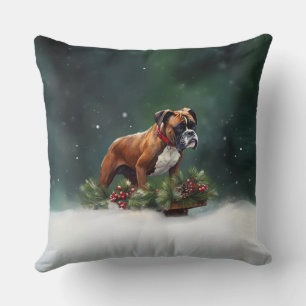 Boxer Weihnachten Schnee Winter Kissen