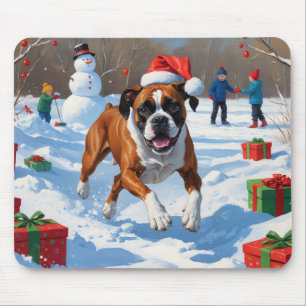 Boxer Weihnachts-Festszene Mousepad