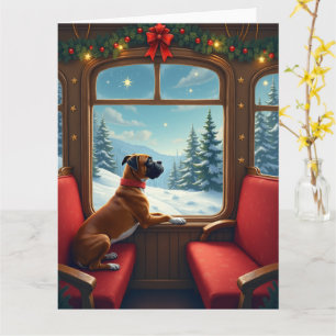 Boxer Weihnachtsabend Zugfahrt Gemälde Karte