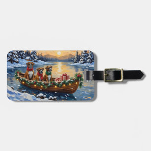 Boxer Weihnachtsboot-Feiertag Gepäckanhänger