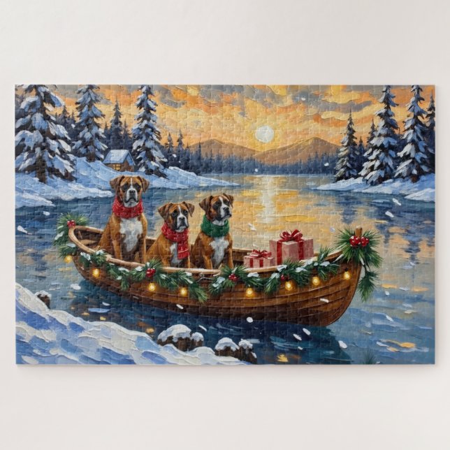 Boxer Weihnachtsboot-Feiertag Puzzle (Horizontal)