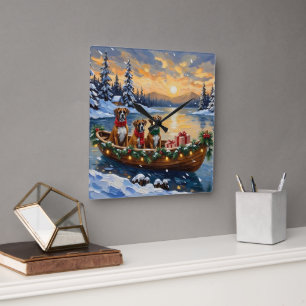 Boxer Weihnachtsboot-Feiertag Quadratische Wanduhr