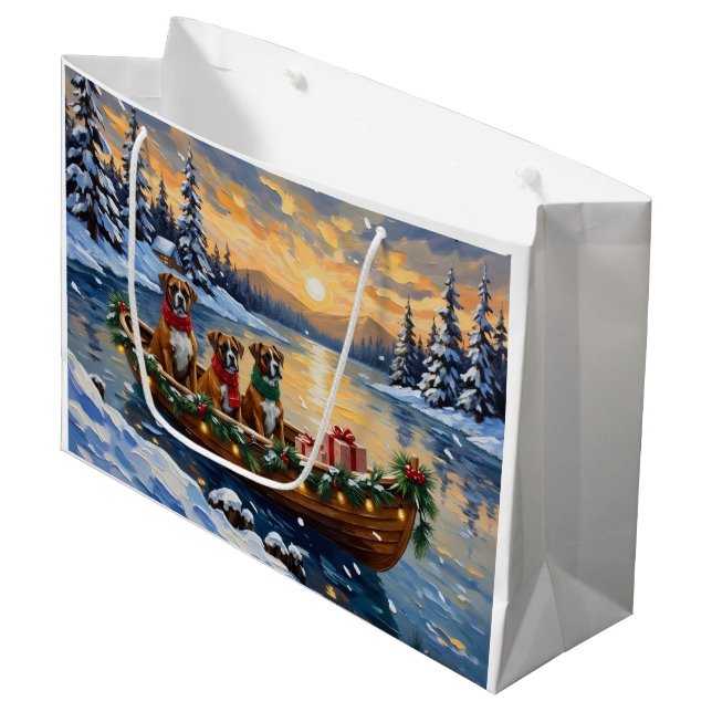 Boxer Weihnachtsboot Urlaub Große Geschenktüte (Vorderseite Schrägansicht)