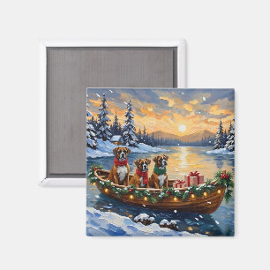 Boxer Weihnachtsboot Urlaub Magnet
