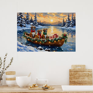 Boxer Weihnachtsboot Urlaub Poster