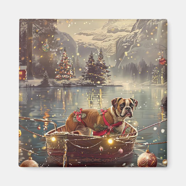Boxer Weihnachtsfeiertage Magnet (Vorne)