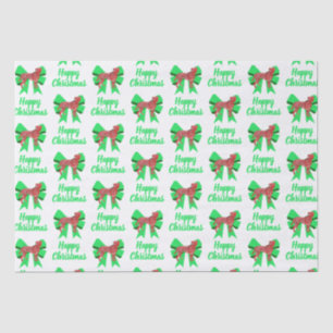 Boxer Weihnachtshund & Grüner Bow White Seidenpapier
